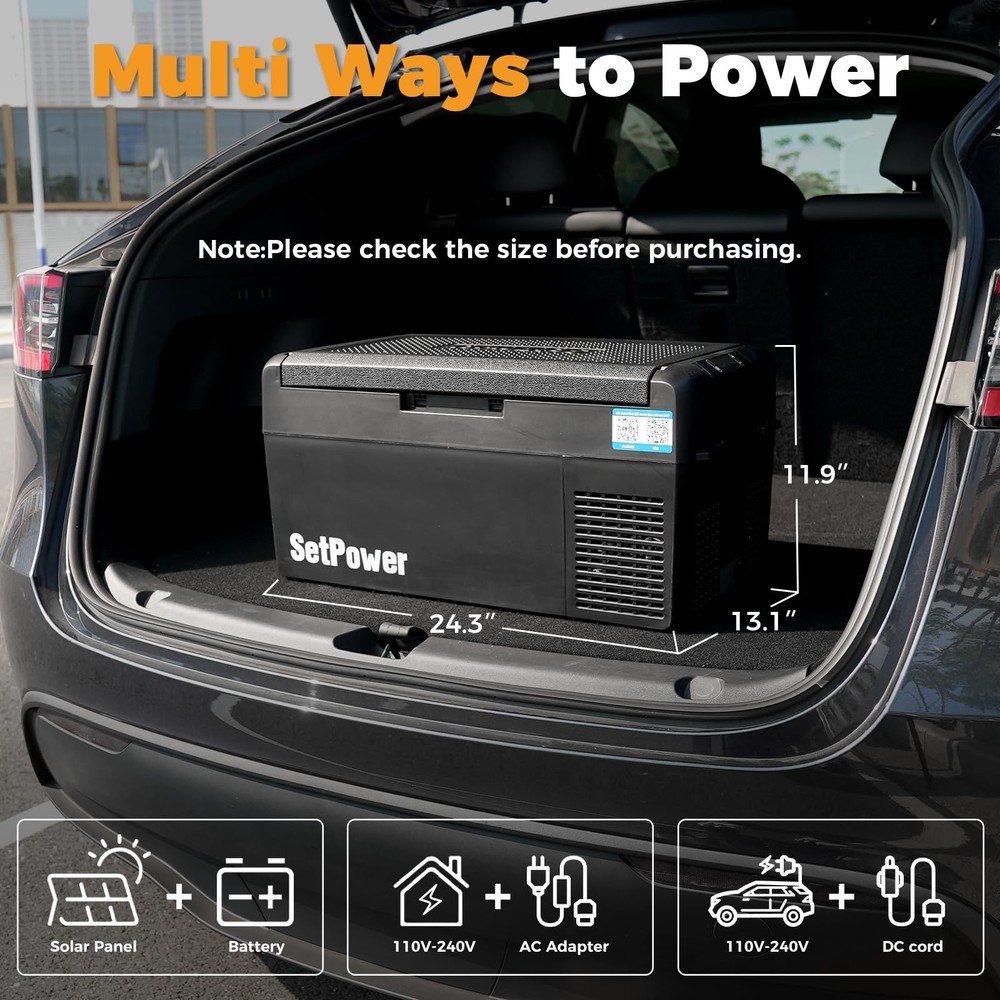Setpower 12V Refrigerator 21 Quart Portable Freezer 50 Hours Keep Cool,Electr...