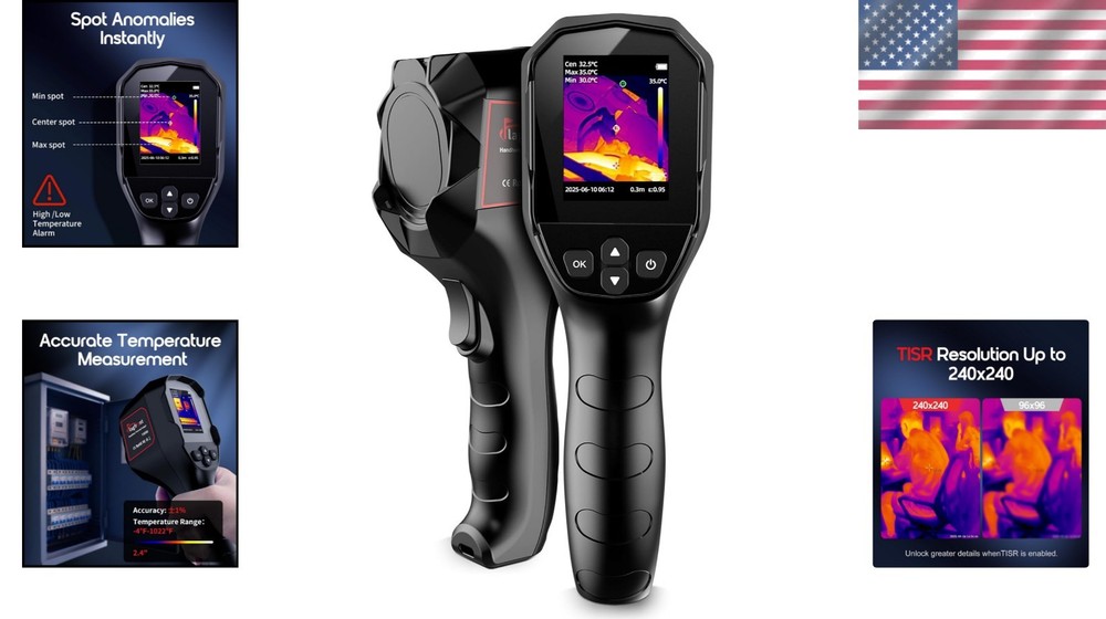 High-Resolution Infrared Camera - Wide Temperature Range & Adjustable Features