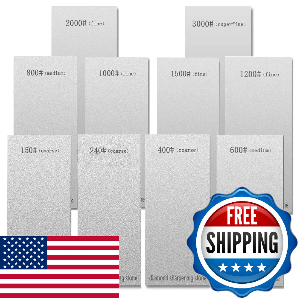Diamond Sharpening Stone Set with Coarse, Medium, Fine Grit Plates