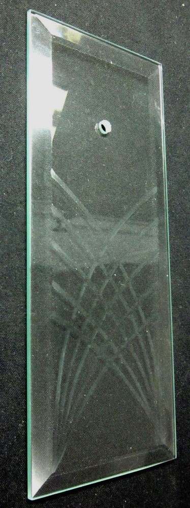 Chandelier Lamp 8-5/8" Rectangular Beveled 1 Glass Panel 10 Bend Curved Lines