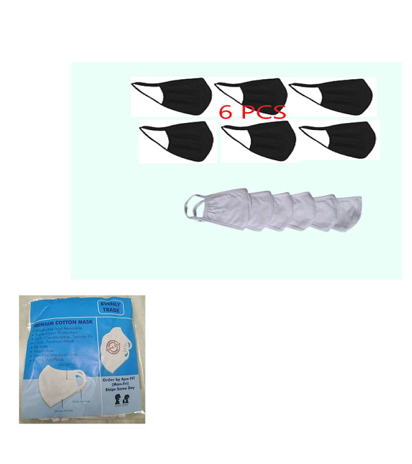 6 Pcs in pack   total 12 pcs Reusable  Cotton mask