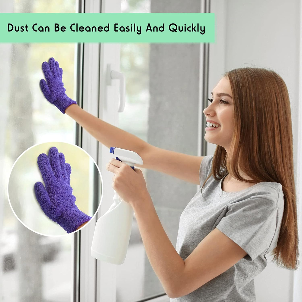 4 Pairs Microfiber Auto Dusting Cleaning Gloves Washable Cleaning