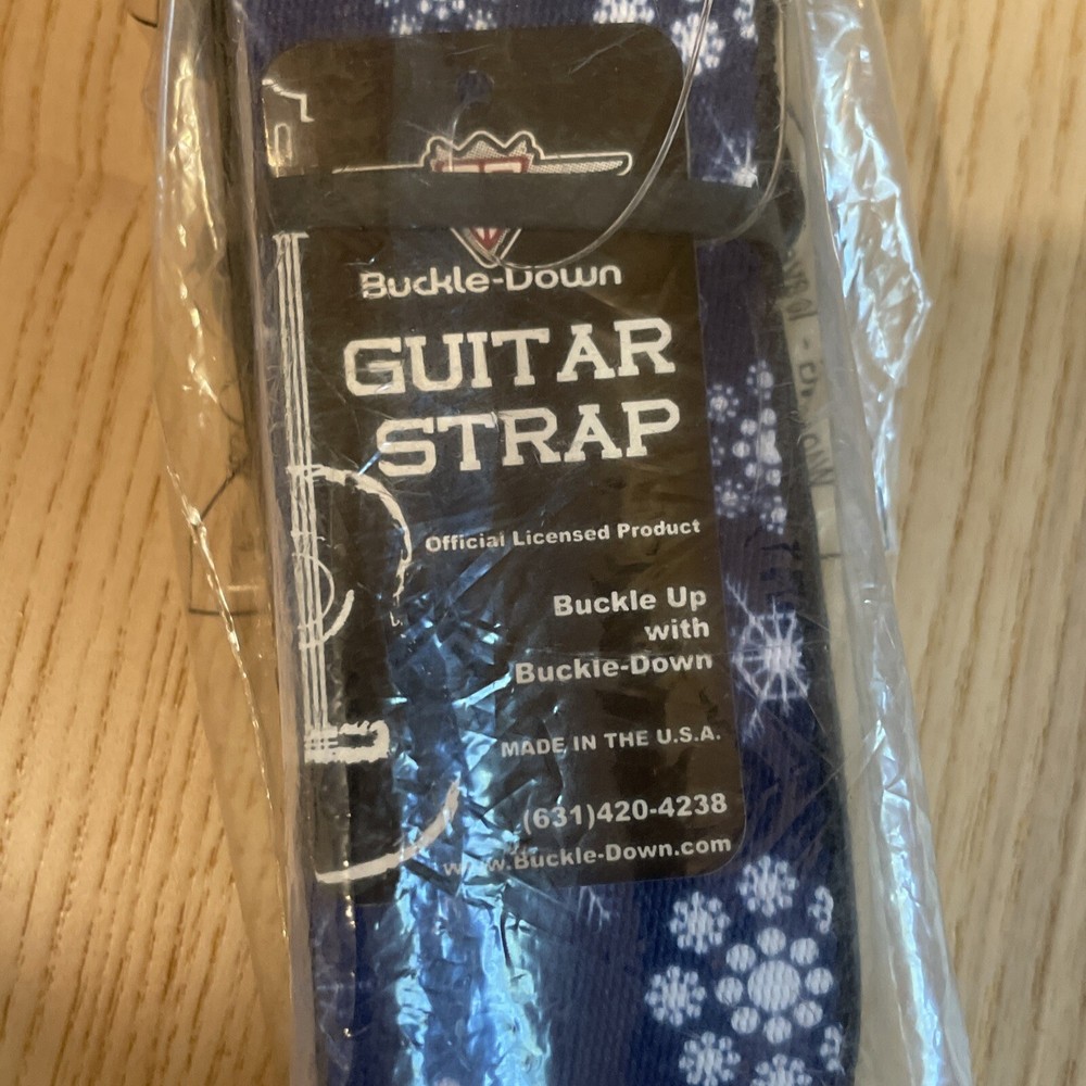 Buckle Down Guitar Strap Blue With White Snowflakes