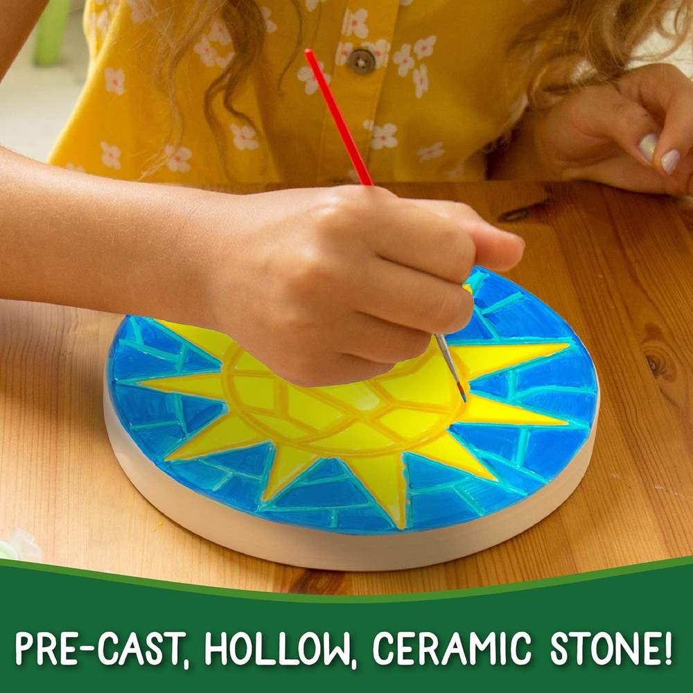 Mosaic Sun Stepping Stone Kit, Includes 7-Inch Ceramic Stepping Stone & 6 Vib...