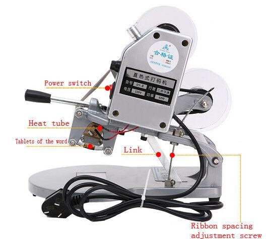 DY-8 Direct Thermal Foil Stamp Printer Coding Machine Date Ribbon Coder 220V