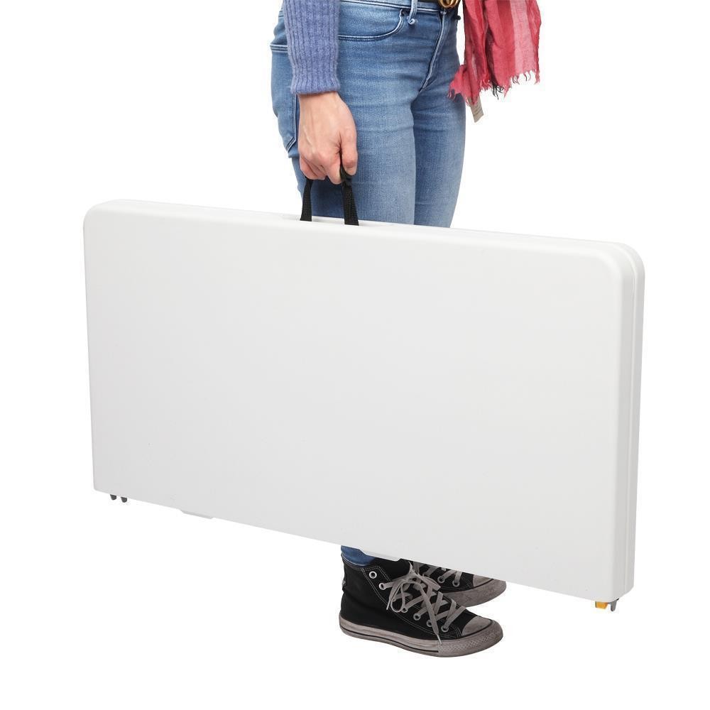 34" White Square Table Camping Hiking Picnic Plastic Game Tables Folding Storage