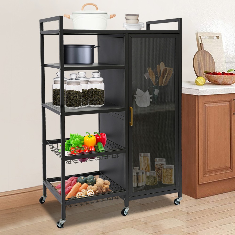 Standing Kitchen Shelf Storage Cabinet with Door Standing Storage Shelf