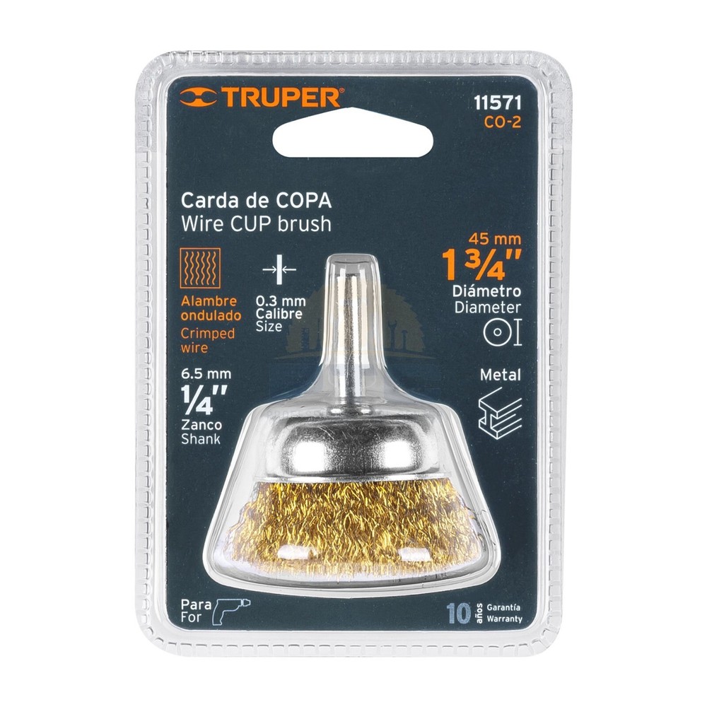 Truper CO-2 Cup Brush 1-3/4" Coarse Drill Wire