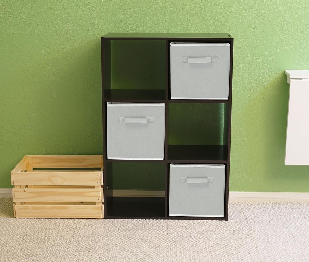 6-Pack Foldable Gray Cube Storage Bins - Perfect for Closet & Shelf Organization