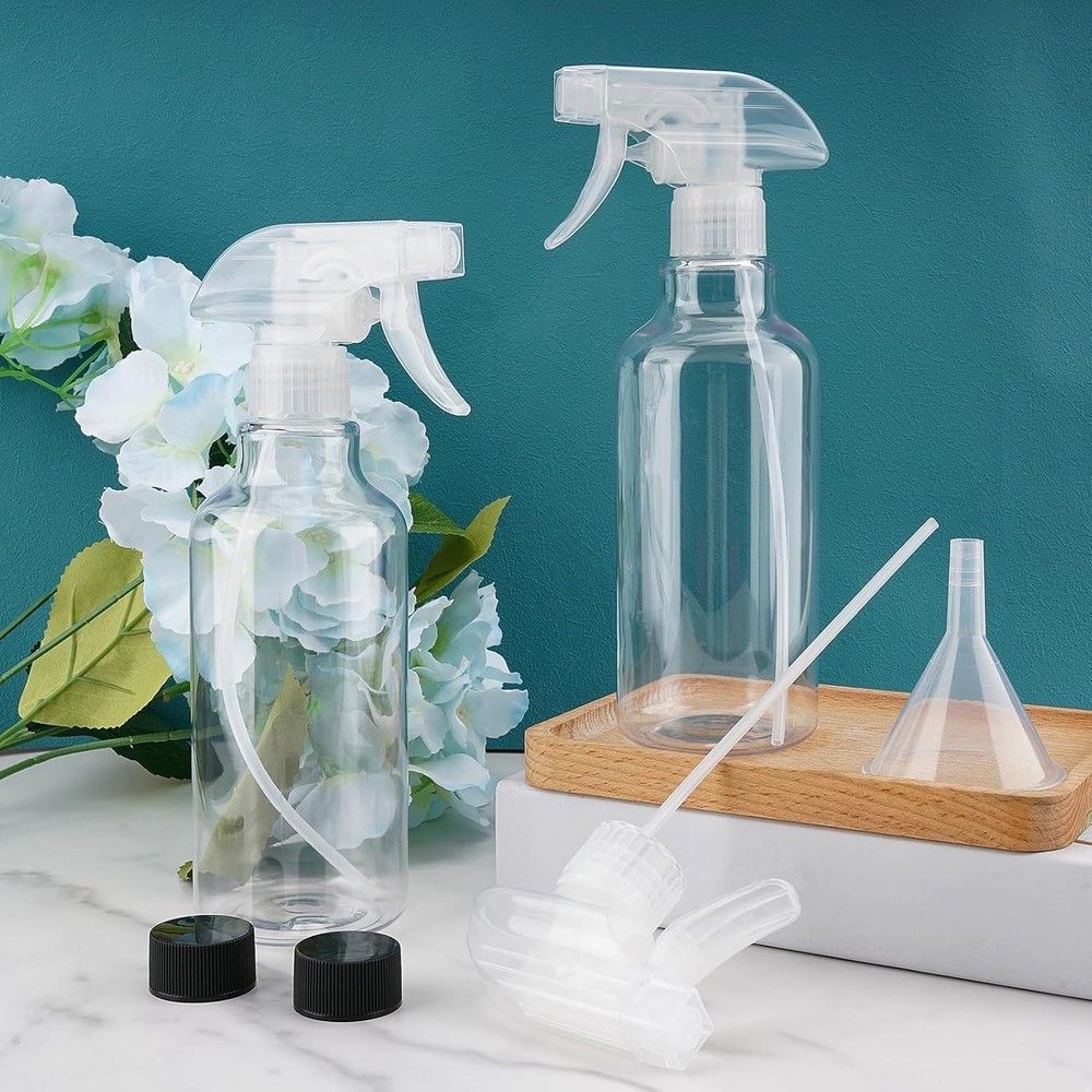 Versatile 16.9oz Plastic Spray Bottles with Funnel - 2 Pack for Cleaning Help