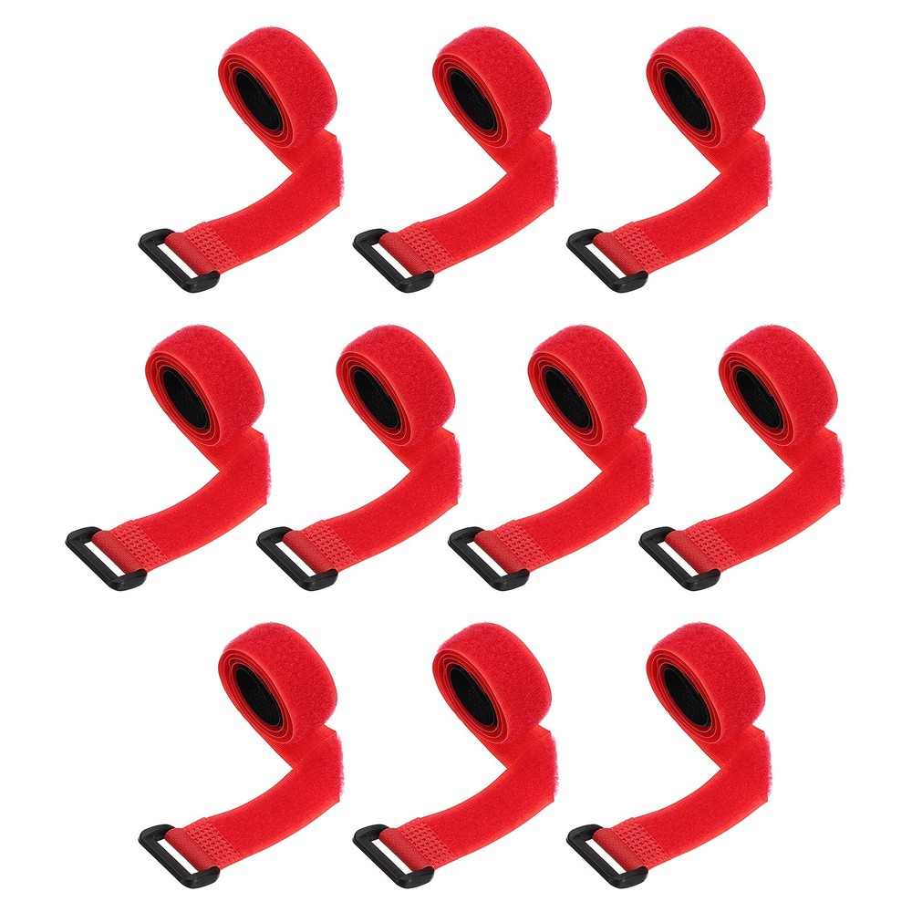10pcs Reusable Cinch Straps 0.8"x20" Hook and Loop Cable Securing Straps, Red