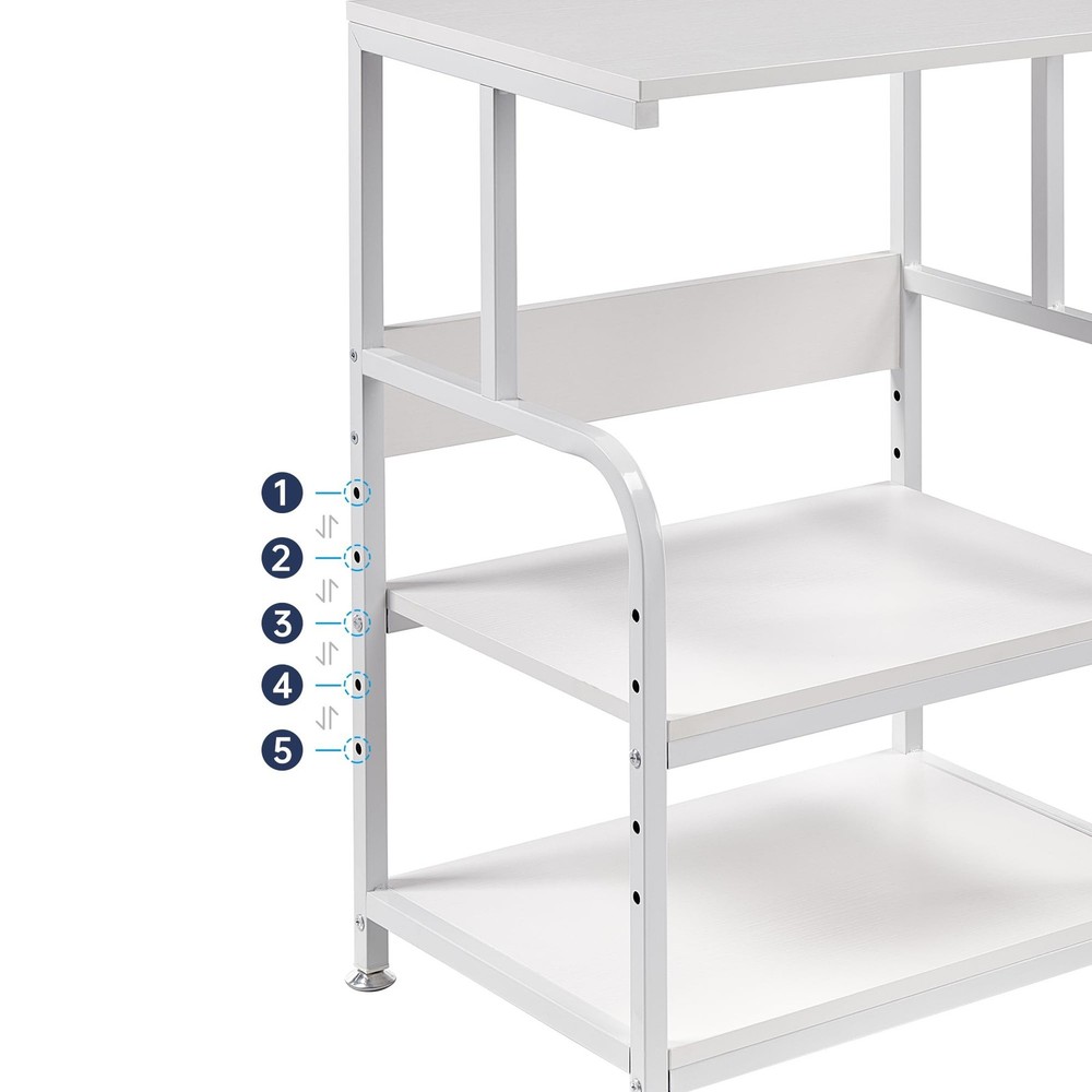 Fannova White Printer Stand with Storage, 3 Tier Printer Table with Height Ad...