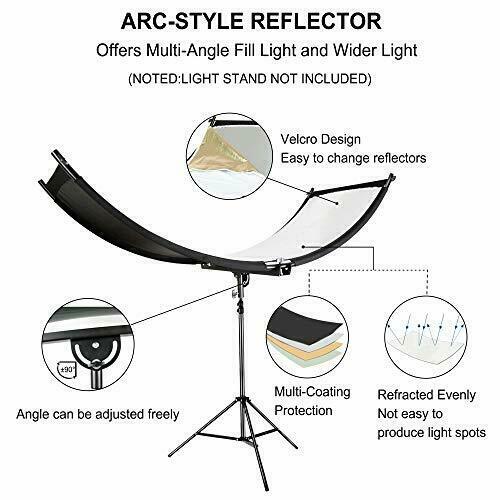 FUDESY Clamshell Light Reflector/Diffuser, Curved Photography Lighting 67"x24"