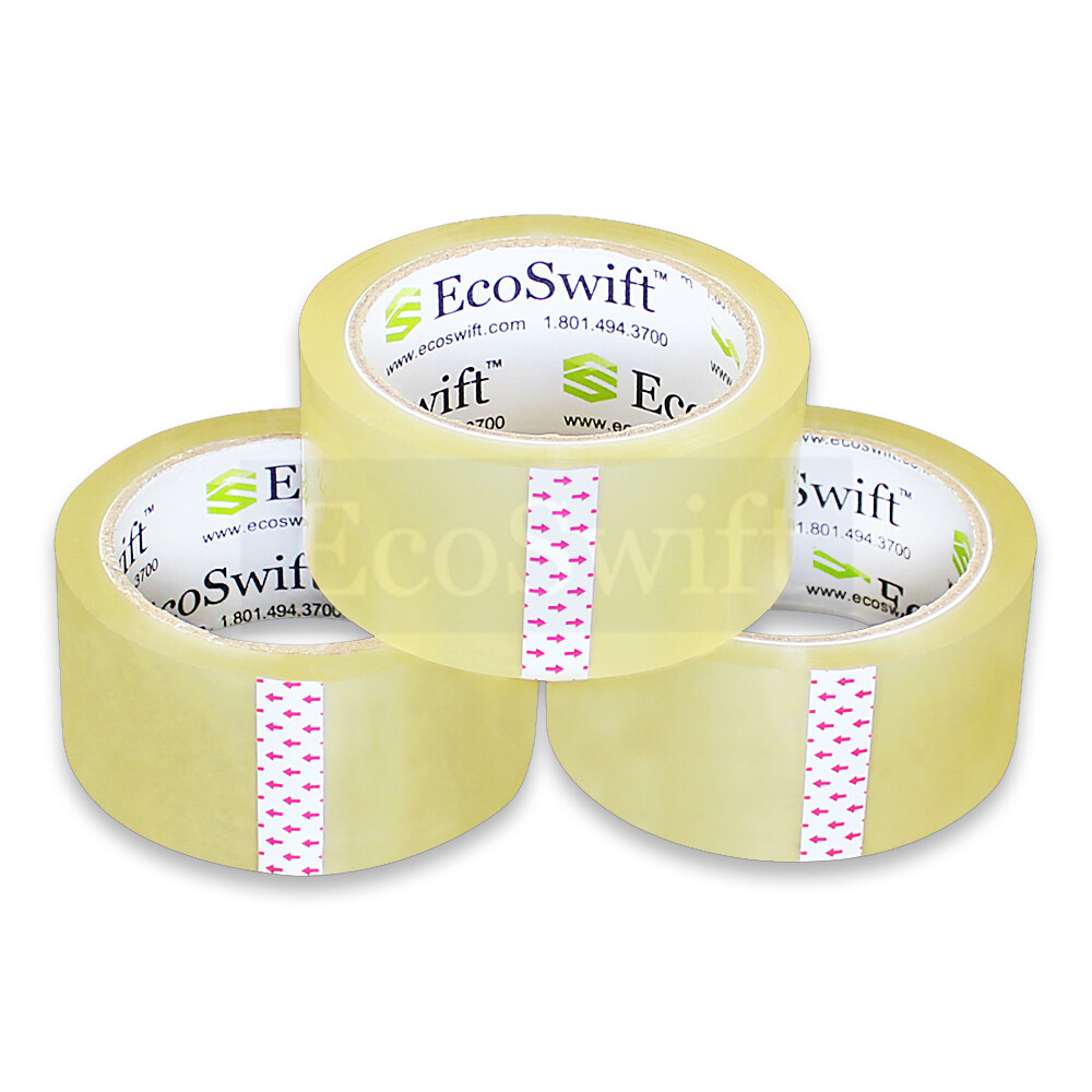 12 ROLLS EcoSwift Carton Box Sealing Packaging Packing Tape 2.0mil 2" x 165 feet