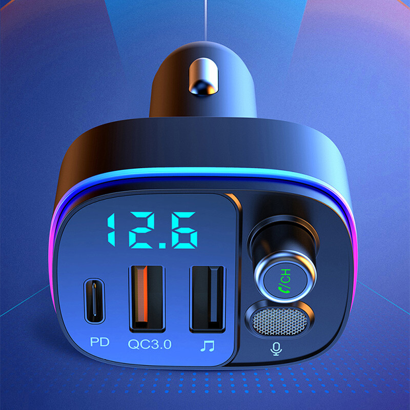Quick Charger QC3.0 Dual USB Type-C MMC Car FM Transmitter Bluetooth5.0 Wireless