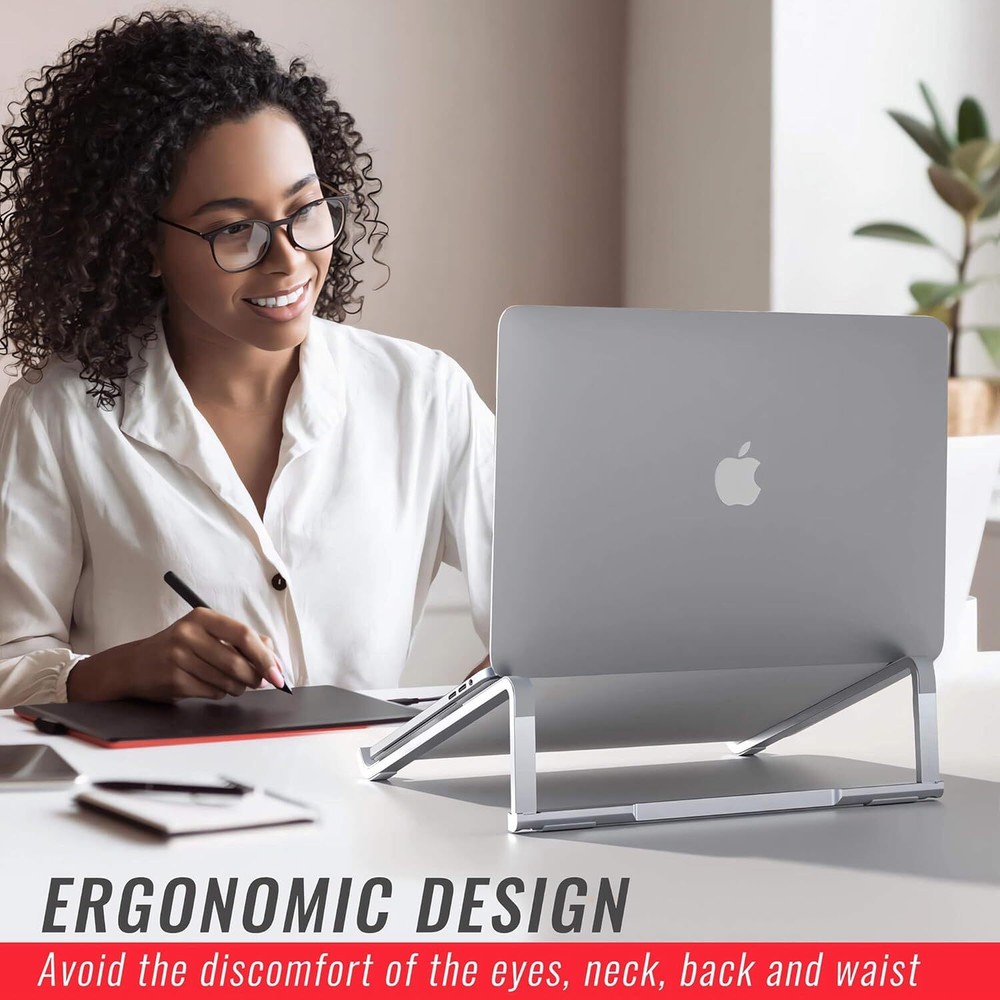 Laptop Stand for Desk, Portable Computer Laptop, Foldable Silver