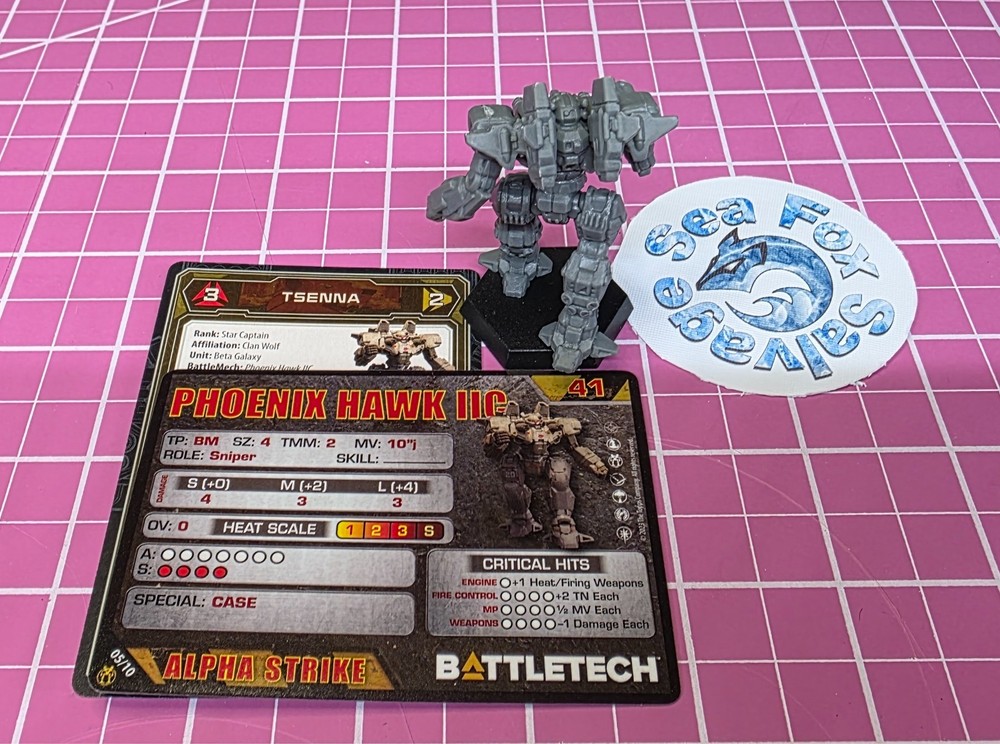 BattleTech Phoenix Hawk - IIC Mech -- Clan Direct Fire Star + Cards