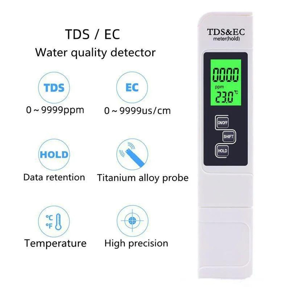 2PC TDS Water Quality Meter Digital Tester Testing Kits Drinking Water 0-9990PPM