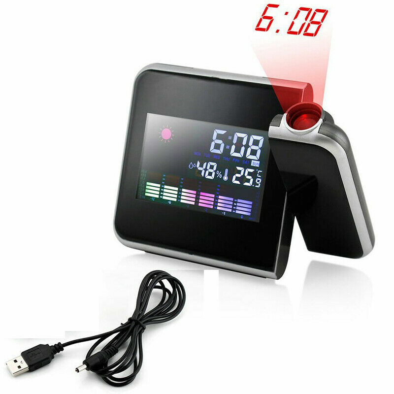Projection Alarm Clock Weather Station Thermometer Temperature Humidity Monitor