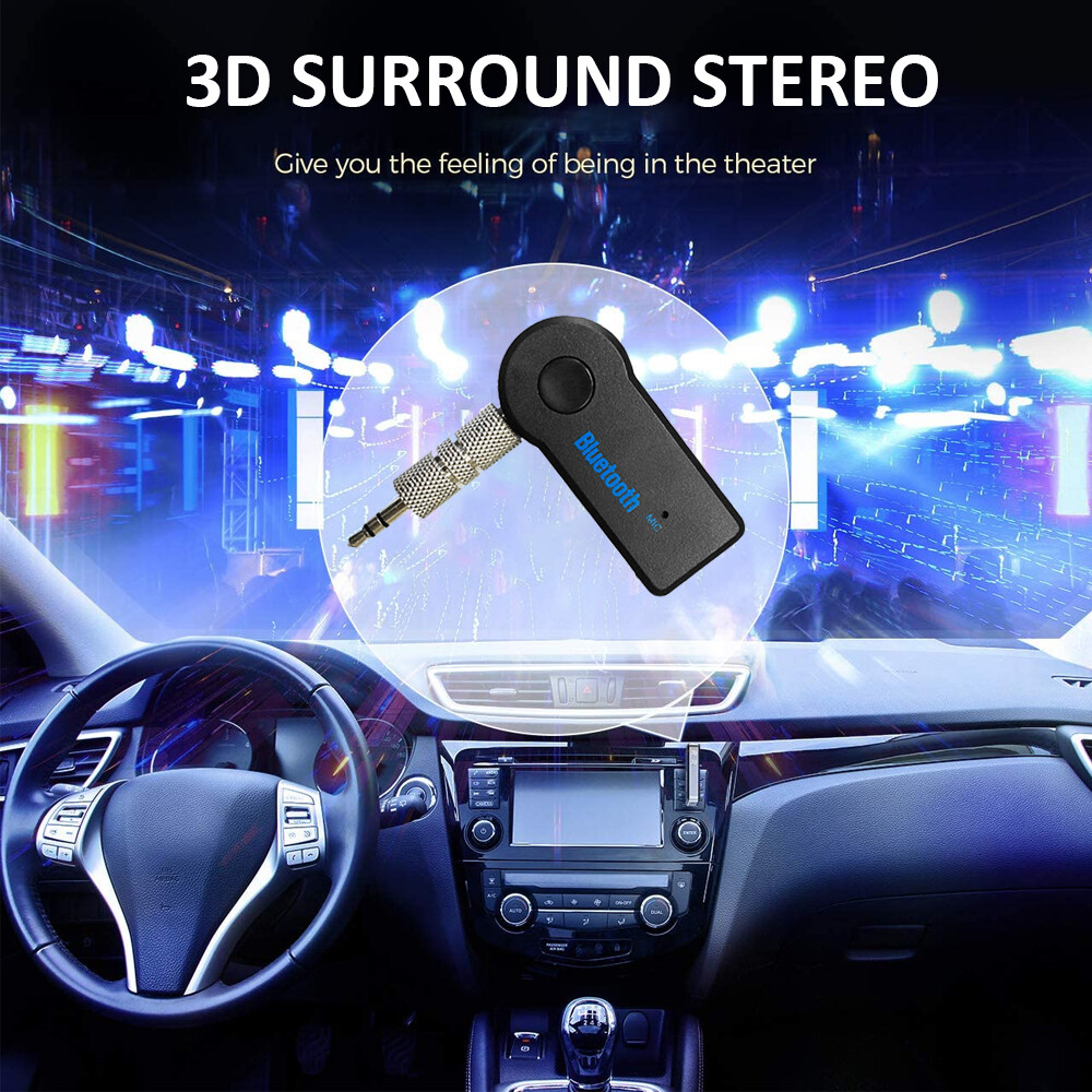 2 Pack Wireless Bluetooth Receiver 3.5mm AUX Audio Stereo Music Home Car Adapter