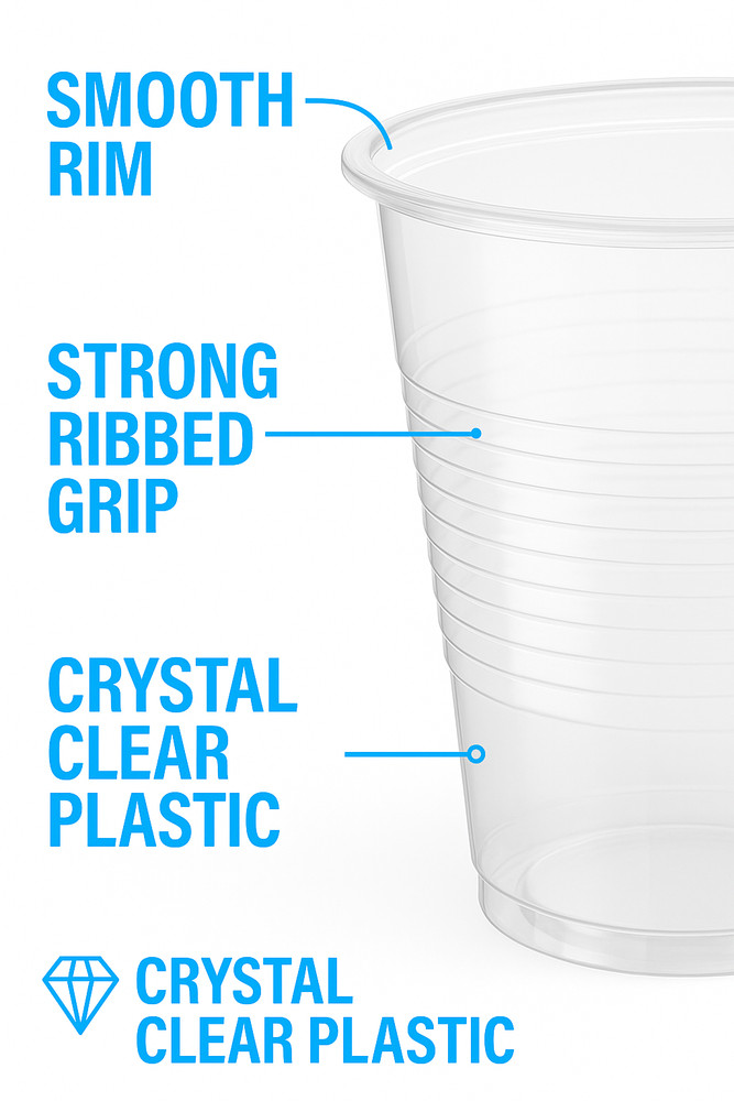 Metro Source 7 oz Clear Plastic Cups 1200 Count | Durable Disposable PP Cups