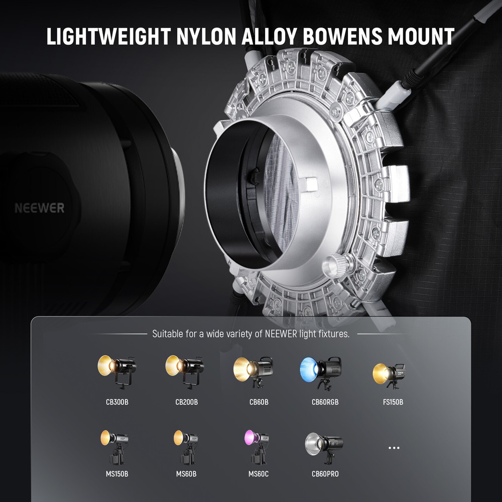 NEEWER 15.7''x15.7''Quick Setup Foldable Softbox Square&Diffusers/Honeycomb Grid