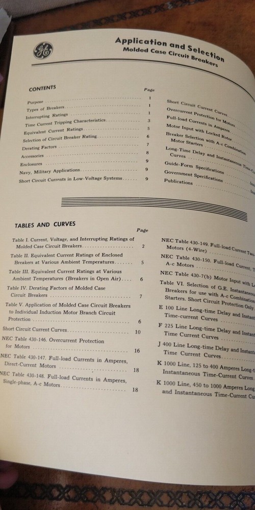 1950s General Electric ~ Application & Selection of Molded Case Circuit Breakers
