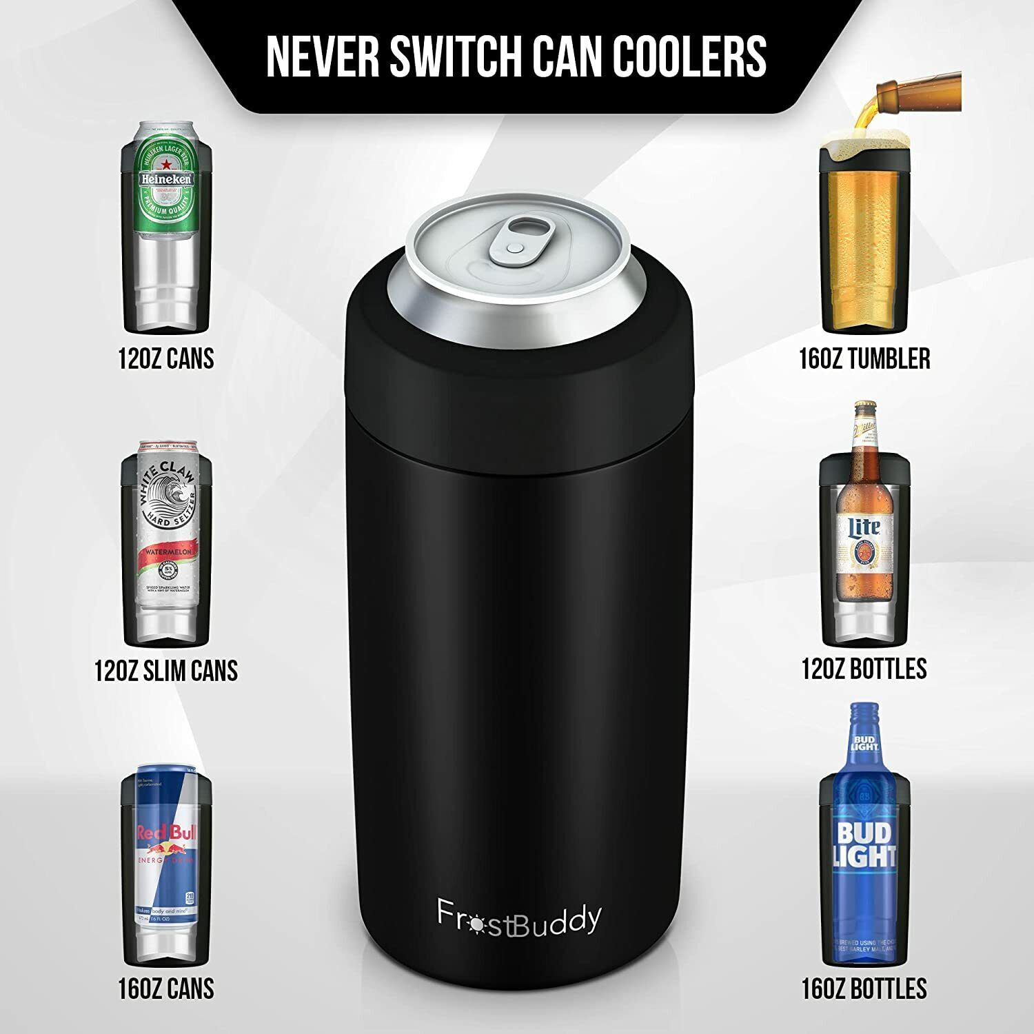 Frost Buddy​ Universal 2.0 Stainless Steel Insulated Can Cooler
