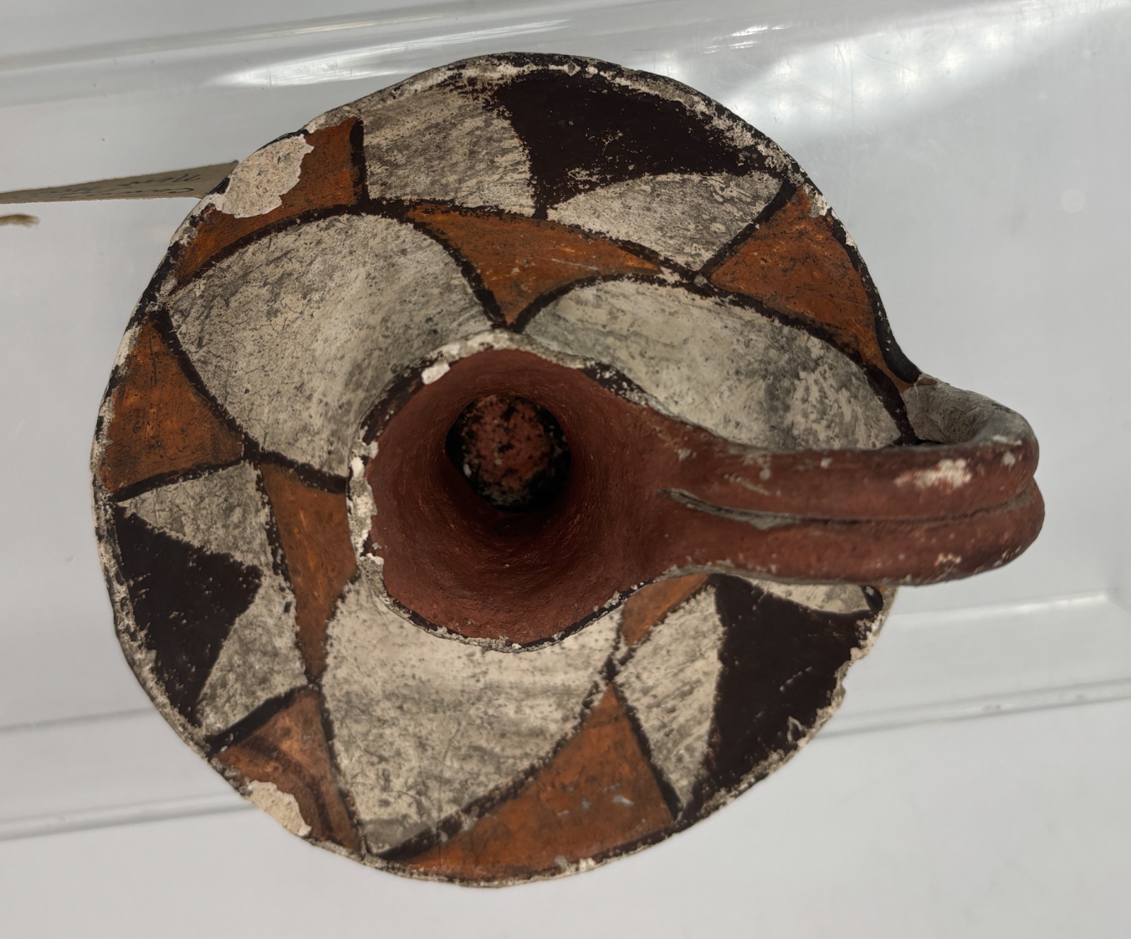 Antique Acoma Pueblo Pottery Candle Stick Holder w/ Old Tag Early 20th Century