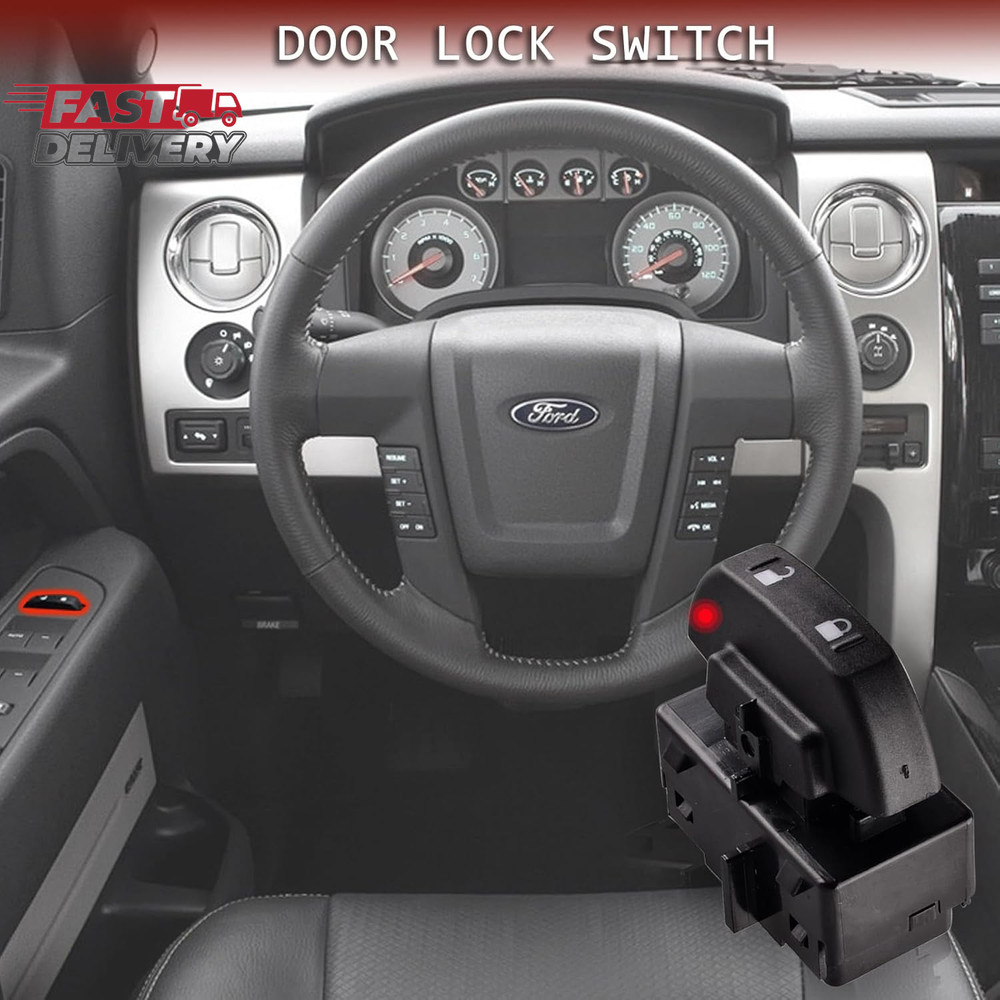 Front Power Door Lock Switch Compatible with 2009-2014 Ford F-150, Switch Assemb