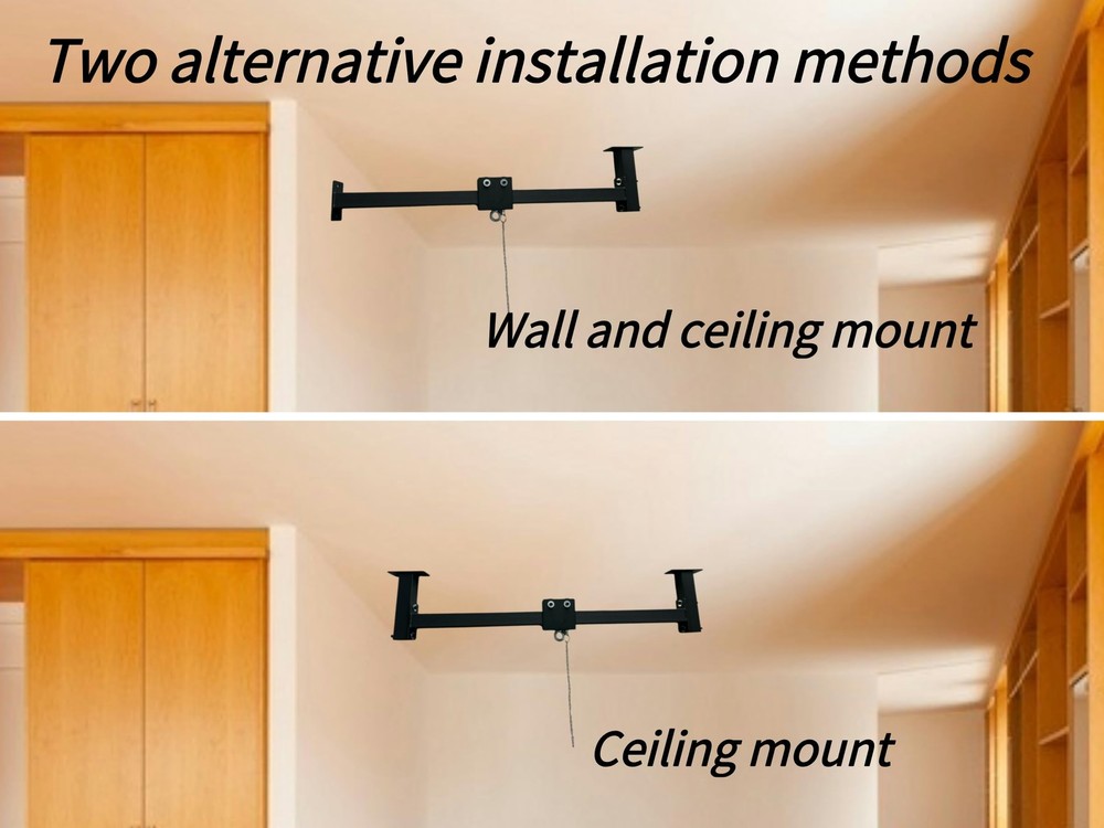 Wall Ceiling Heavy Bag Hanger Roller Mount Saving Space 44'' Long Ease Adjust...