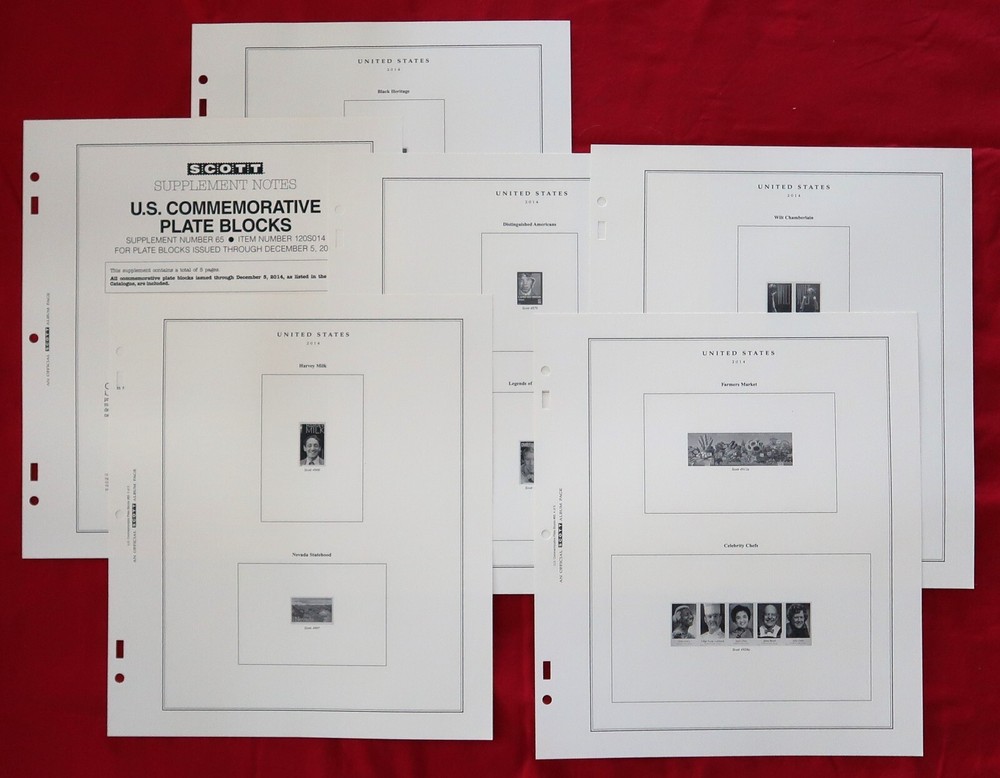 NEW Scott Supplement Notes #65 U.S. Commemorative Plate Blocks Through 12-05-14