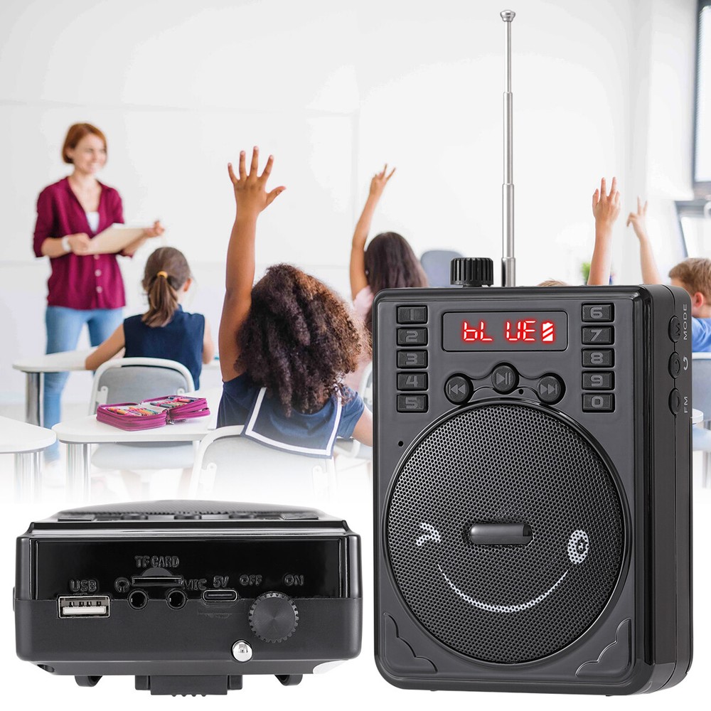 Portable Mini Wireless Amplifier Speaker Rechargeable W/Wired Microphone Headset