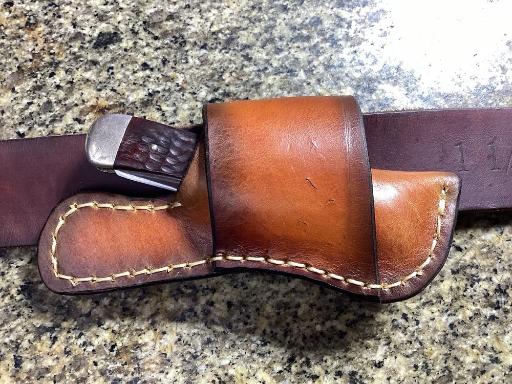 Leather Folding Knife Sheath Horizontal for Trapper Size (Sheath Only)