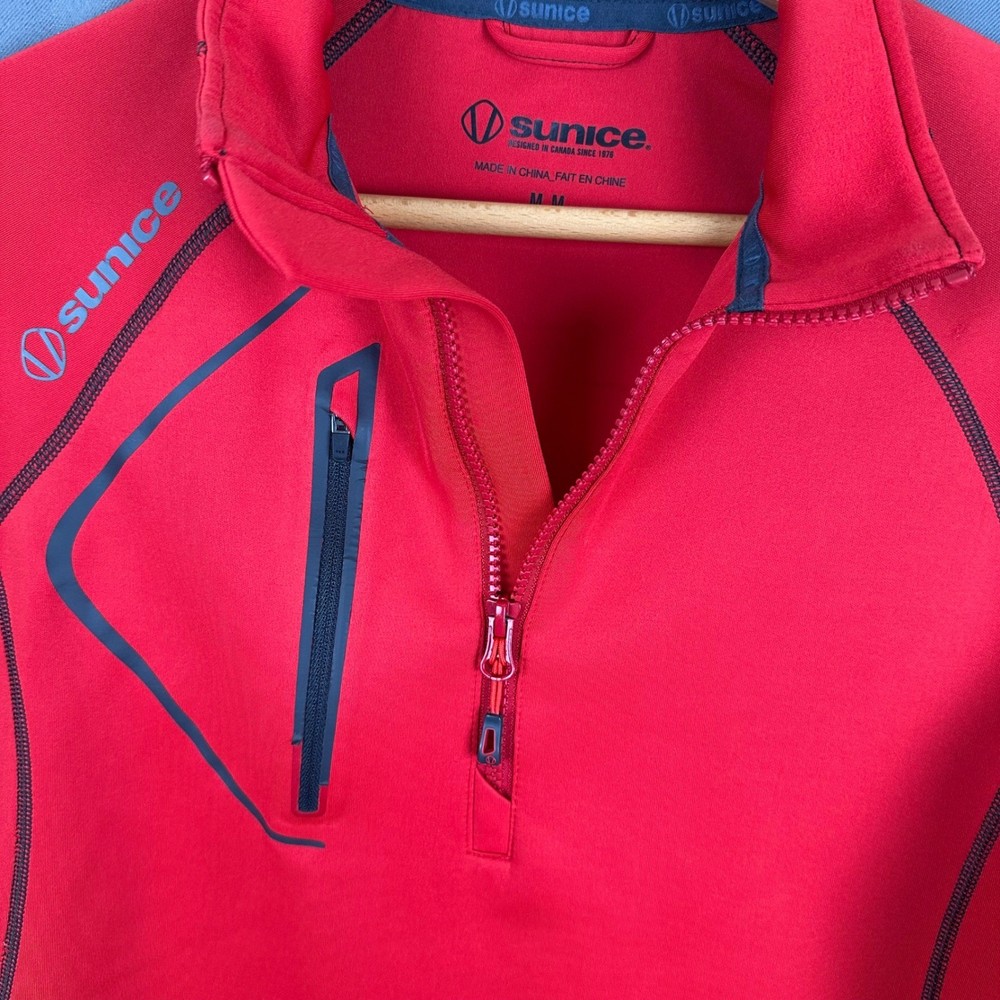 Sunice Mens S77000 Quarter Zip Pullover Red Performance Golf Jacket Medium
