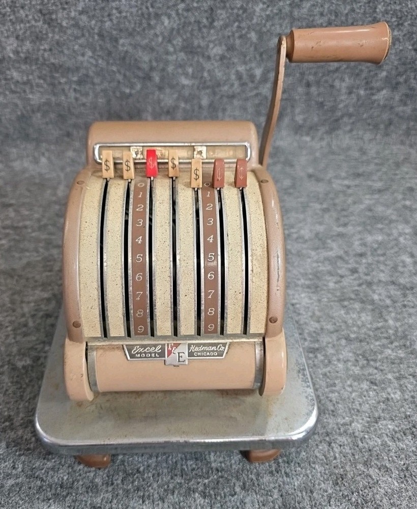 Vintage Excel Model E Check Writer Machine Not Tested Chicago Wheeling Hedman
