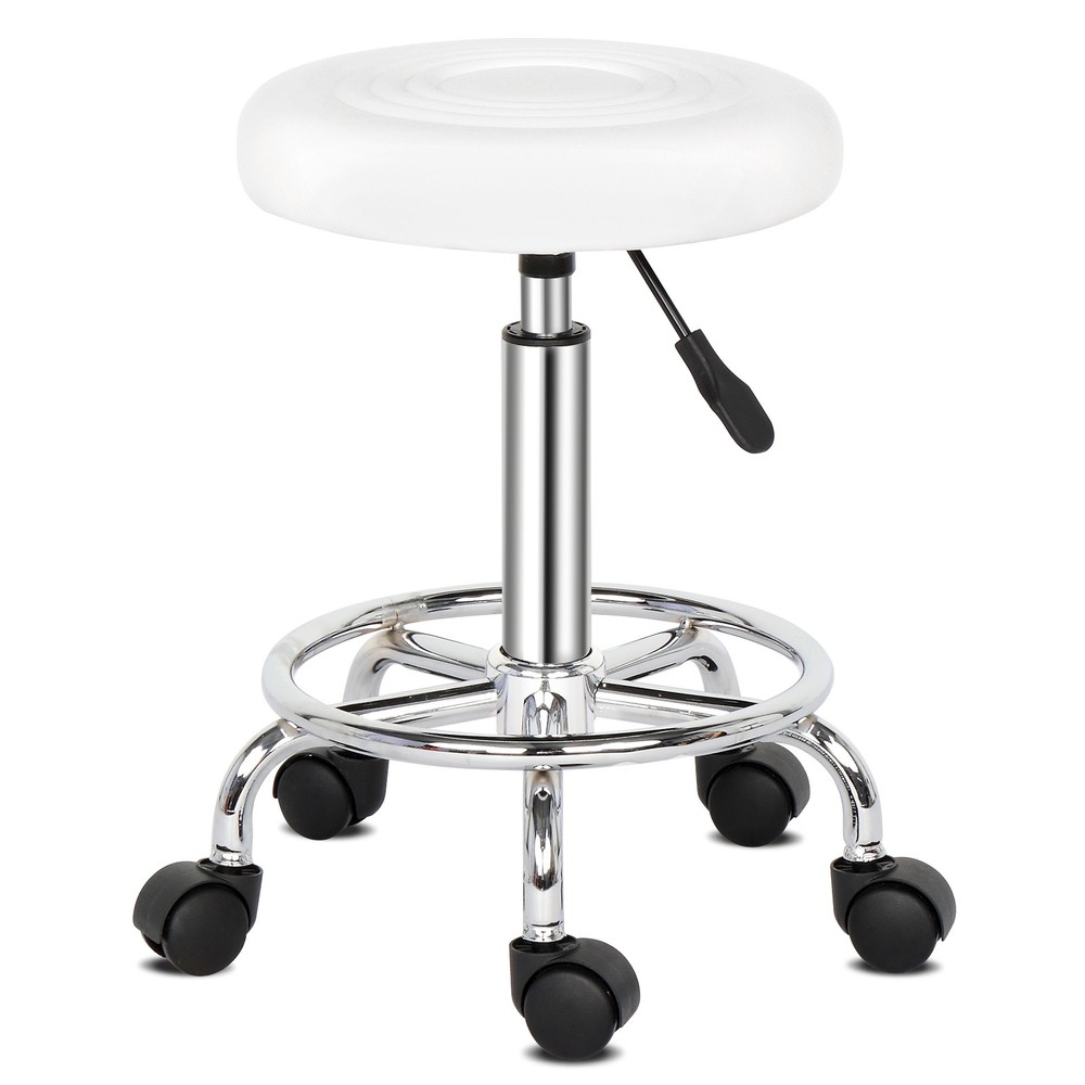 Round Stool with Lines Rotation Bar Stool White