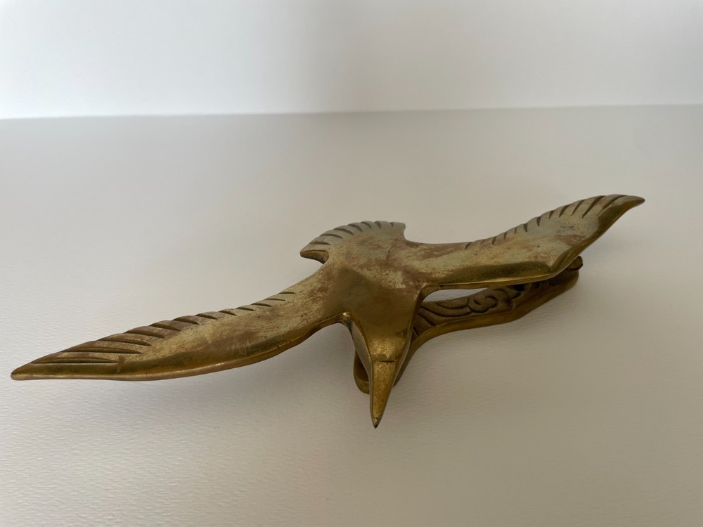 Vintage Solid Brass Seagull Door Knocker 11" Coast Ocean Decor