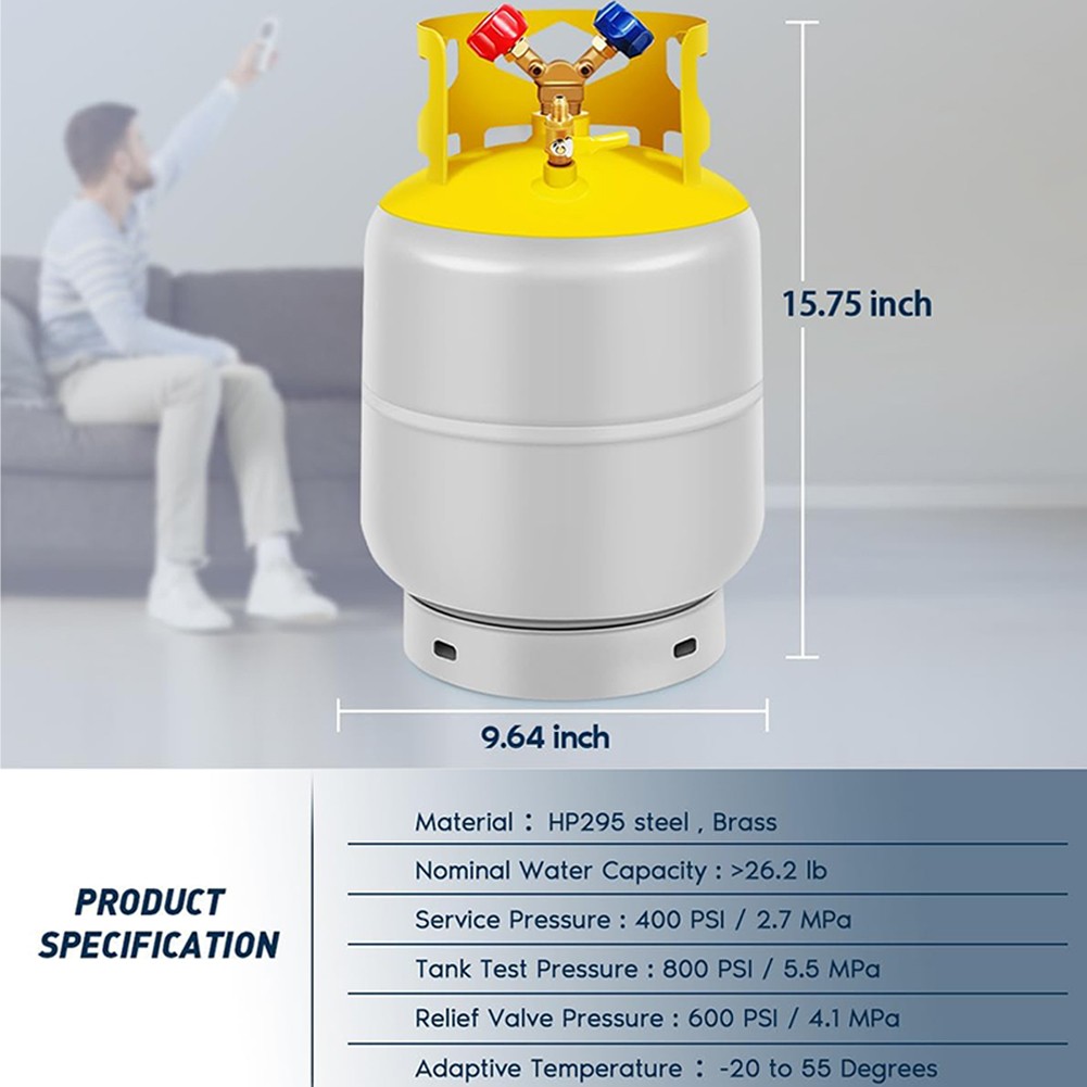 Refrigerant Recovery Reclaim 30lb Cylinder Tank 400PSI Liquid Rated Y Valve
