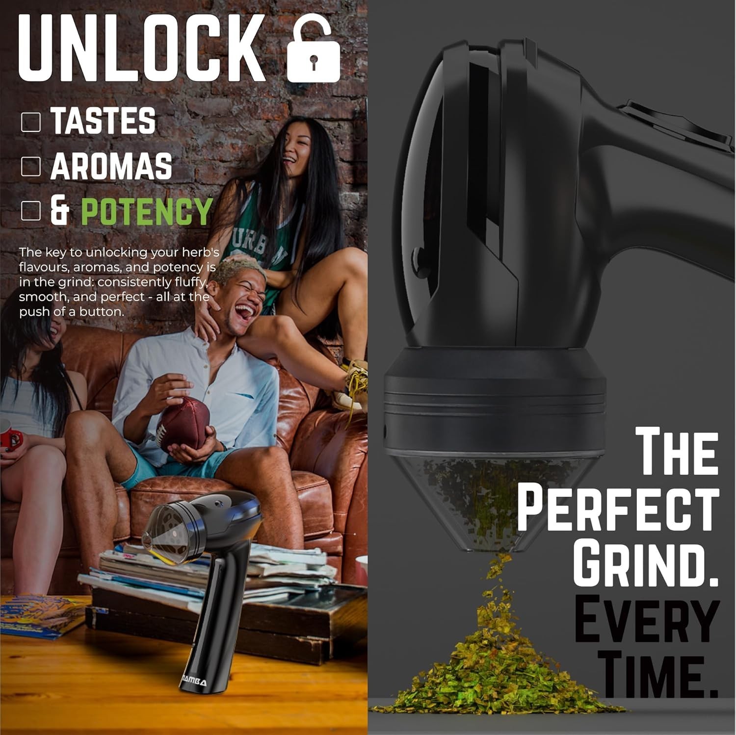 Mamba Lite USB Electric Herb Grinder 0.75g All Plastic Small Portable Black