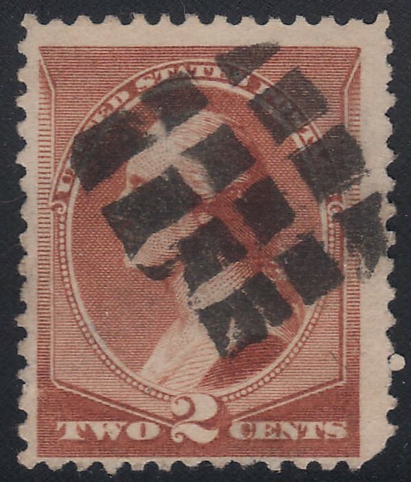 US Scott # 210 2c Washington Fancy Cancel Nice Grid Strike
