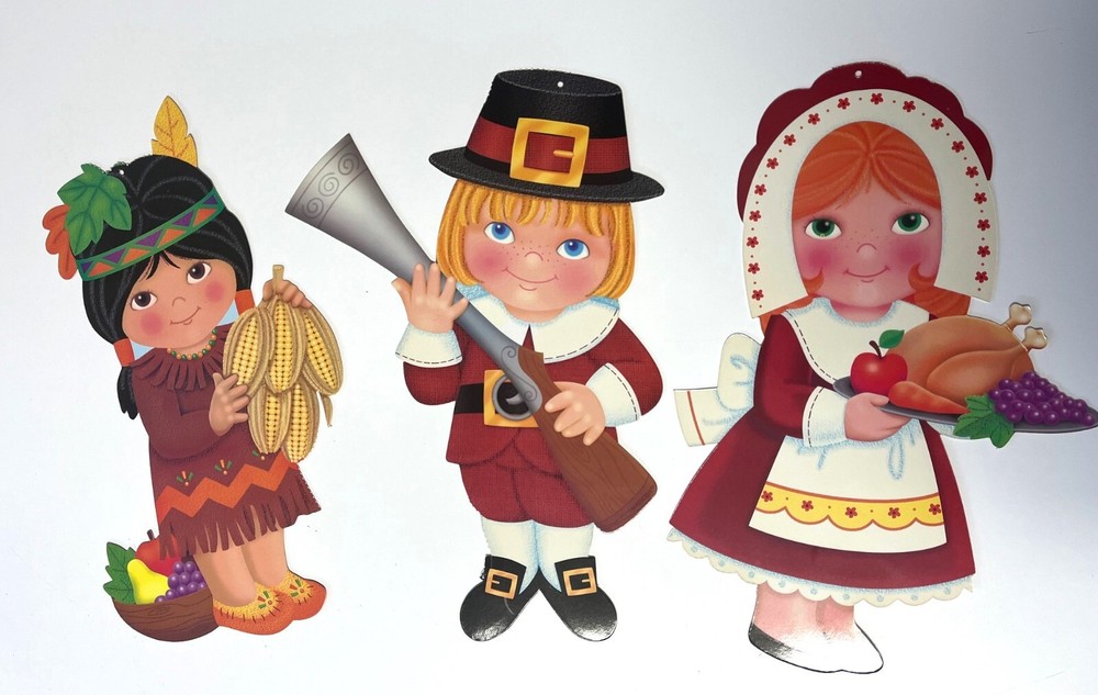 Charming Thanksgiving Pilgrim Die Cut School Decorations Set/3