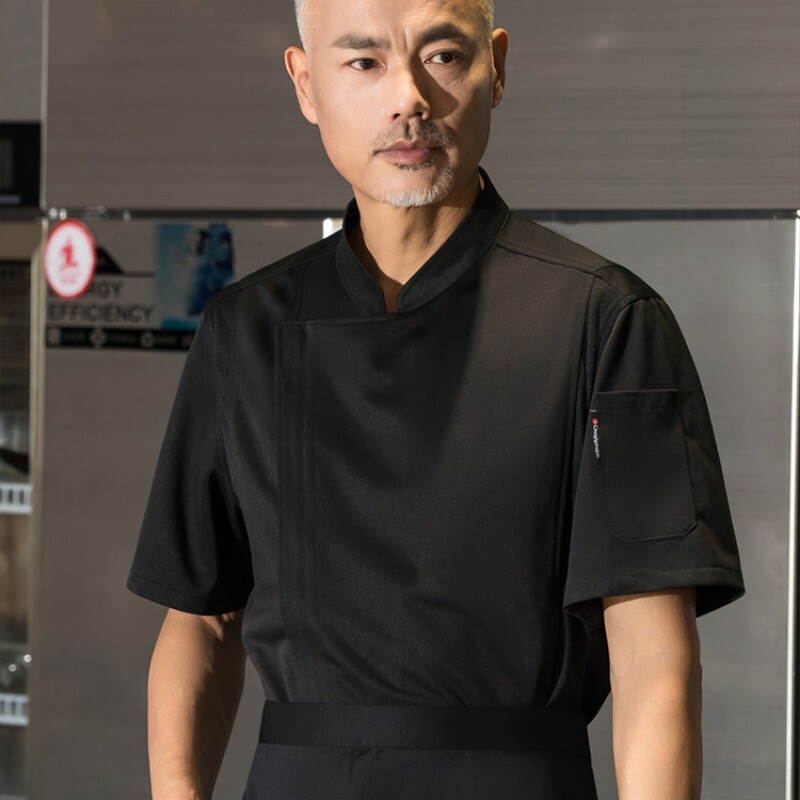 Men Breathable Catering Chef Work Clothes Coat Professional Uniform Jacket Zip