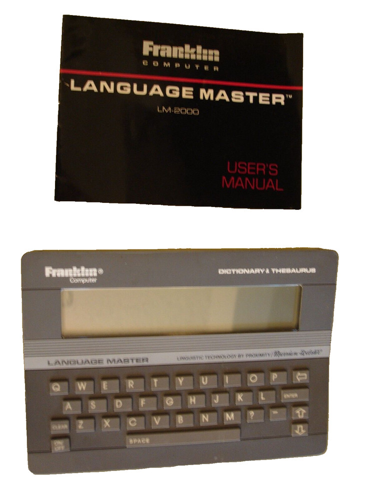 Franklin Language Master LM-2000 Dictionary Thesaurus w/ Manual 1987 EUC Tested
