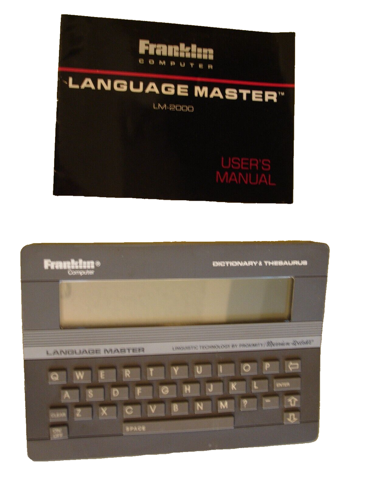 Franklin Language Master LM-2000 Dictionary Thesaurus w/ Manual 1987 EUC Tested