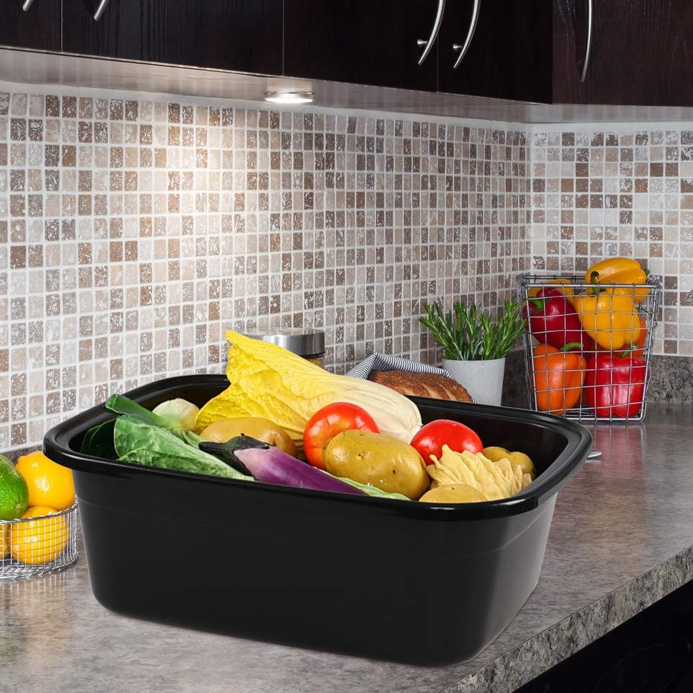 Saedy 2-Pack 18 Quart Plastic Kitchen Washing Basin, Rectangular Dishpan Wash...