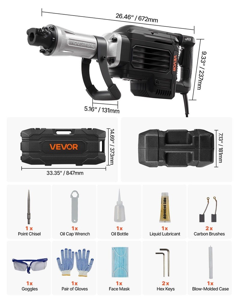 High Performance 3000W Jackhammer 1700BPM Concrete Buster