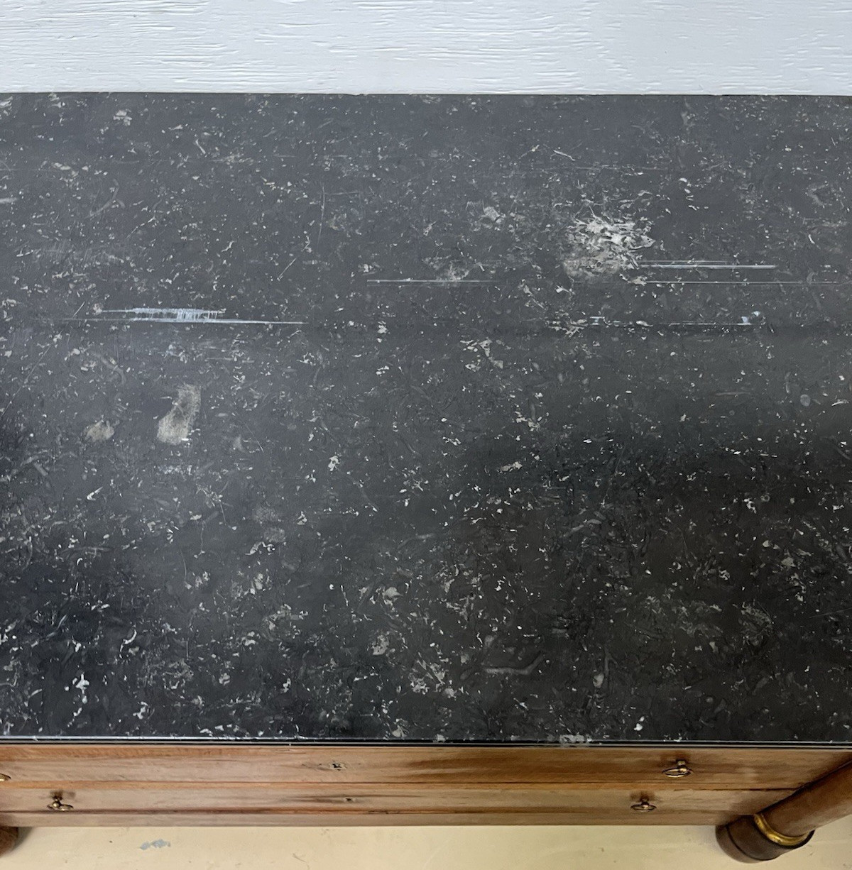 ANTIQUE FRENCH EMPIRE MARBLE-TOP WALNUT COMMODE CHEST OF DRAWERS 50.5” x 23”