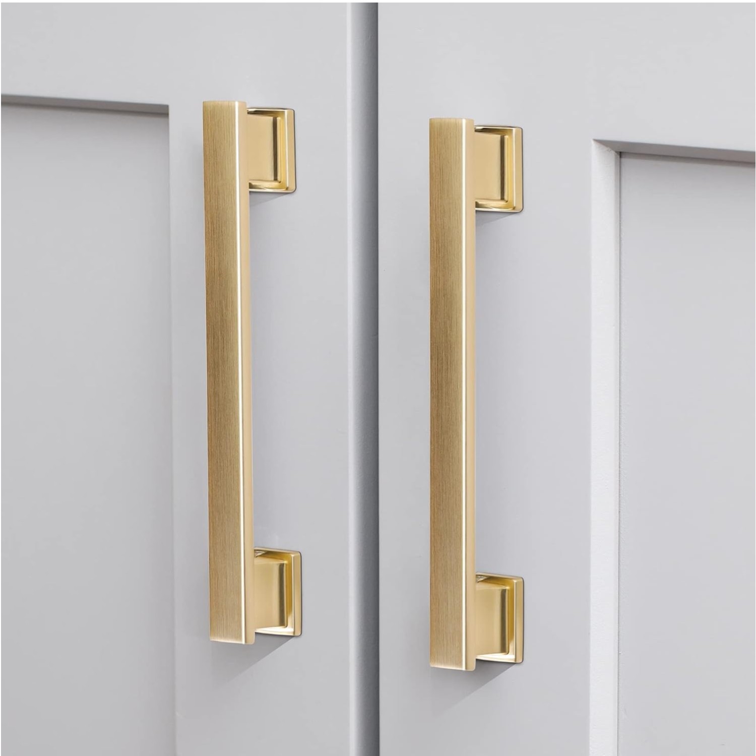 20 Pack Square Brushed Gold Cabinet Pulls, 5 Inch128mm Hole Centers Gold Cabi...