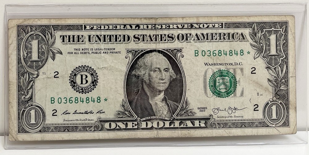 $1 2013 B Duplicate DC Star Note B03684848